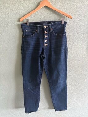 Lucky Dark Wash Button-Fly Women’s Skinny Jeans 10 Ankle